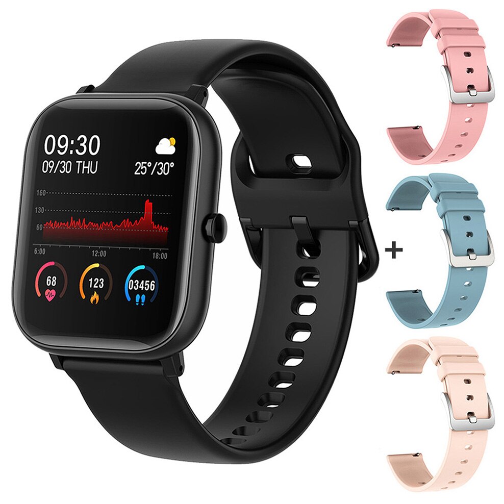 Smart Uhr 1,4 Zoll Sport Uhr Männer Voller Touch Fitness Tracker Blutdruck Smart Uhr Frauen GTS Smartwatch für xiaomi: Black with 3 strap