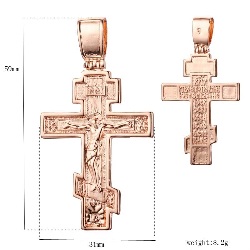 FJ 9 Style Jewelry Women Mens 585 Gold Color Crucifix Pendant Orthodox Cross Jewelry: PN0063