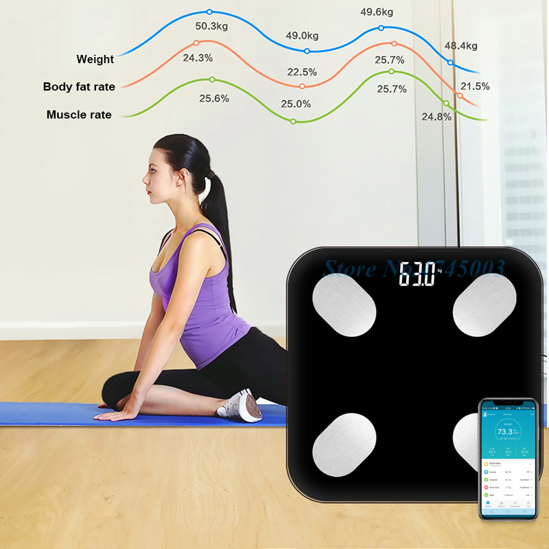 Weight Scale Body Fat Scale Healthy Smart Electronic LED Digital Weights Scales Weighing Machine Bathroom Balance Bluetooth APP