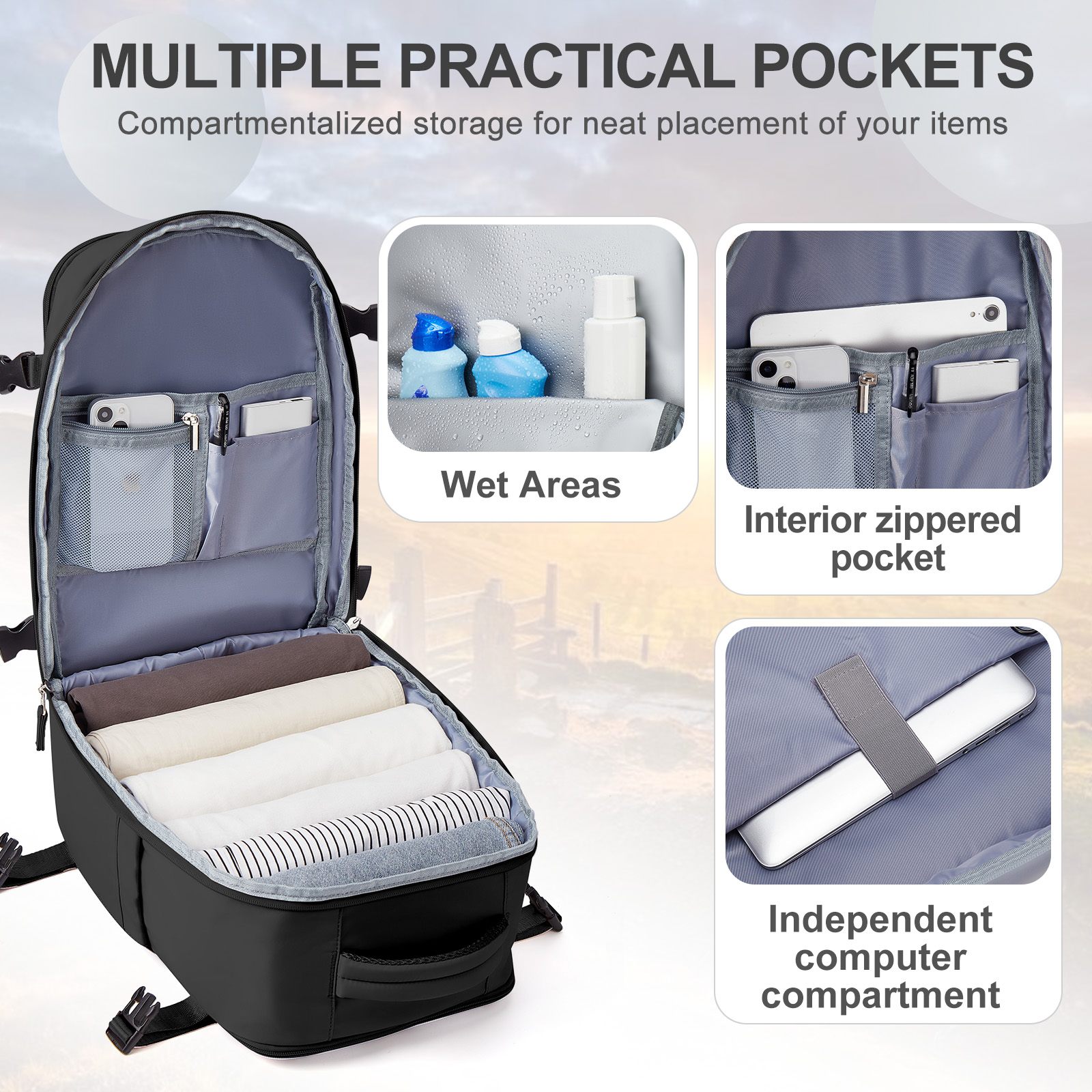 Mochila de viaje Ryanair avión 40x25x20 bolsa de cabina, mochila de trabajo para ordenador portátil para hombres, equipaje de mano mochila Ryanair mochila femenina