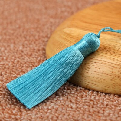2 stücke 8cm Polyester Seide Quaste Pinsel Anhänger Ohrring Charme Satin Quaste DIY Schmuck Machen Hochzeit Wohnkultur zugriffs: Light blue