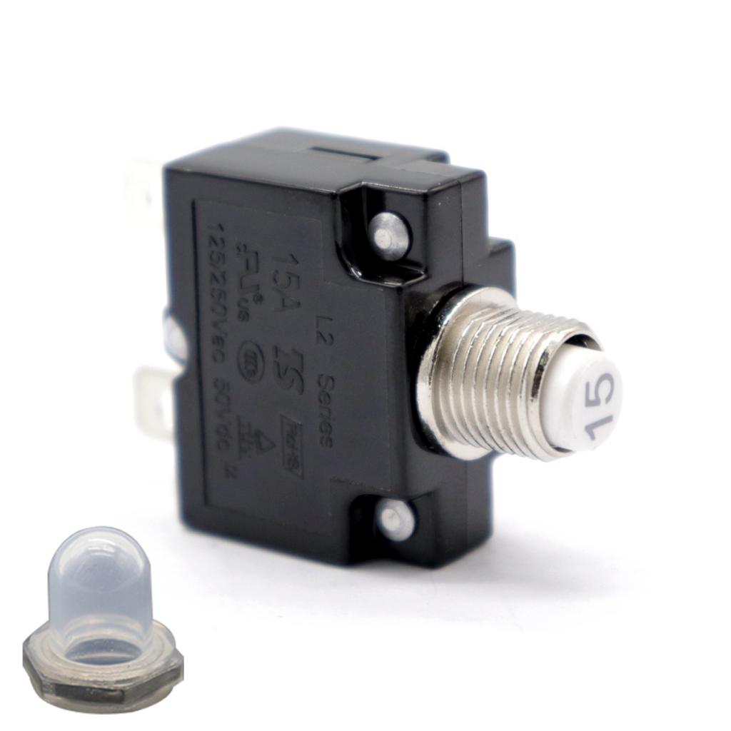 15Amp 125-250V Circuit Breaker Reset Thermal Breaker Thermal Overload Protector Switch for Generator Button Switch Manual Rese