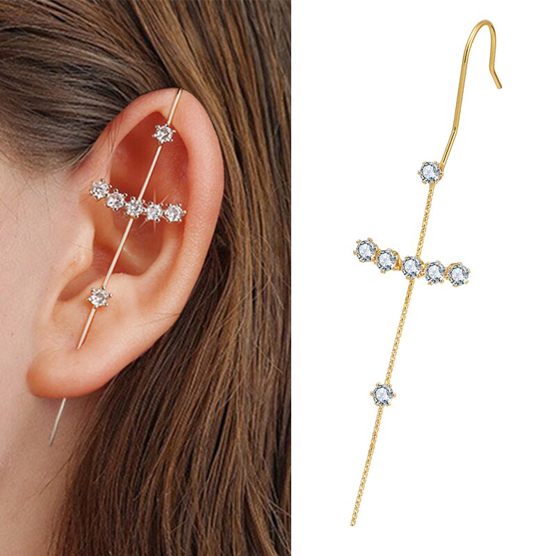 Vkme charm kristal oor klimmer ketting link oorbellen voor dames heren gouden stud manchet oorbellen parel haak oorbel sieraden