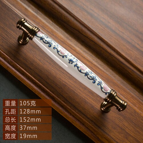 Chinese ceramic handle American retro cabinet door modern minimalist European style drawer cabinet wardrobe cabinet handle: 273-128 128mm