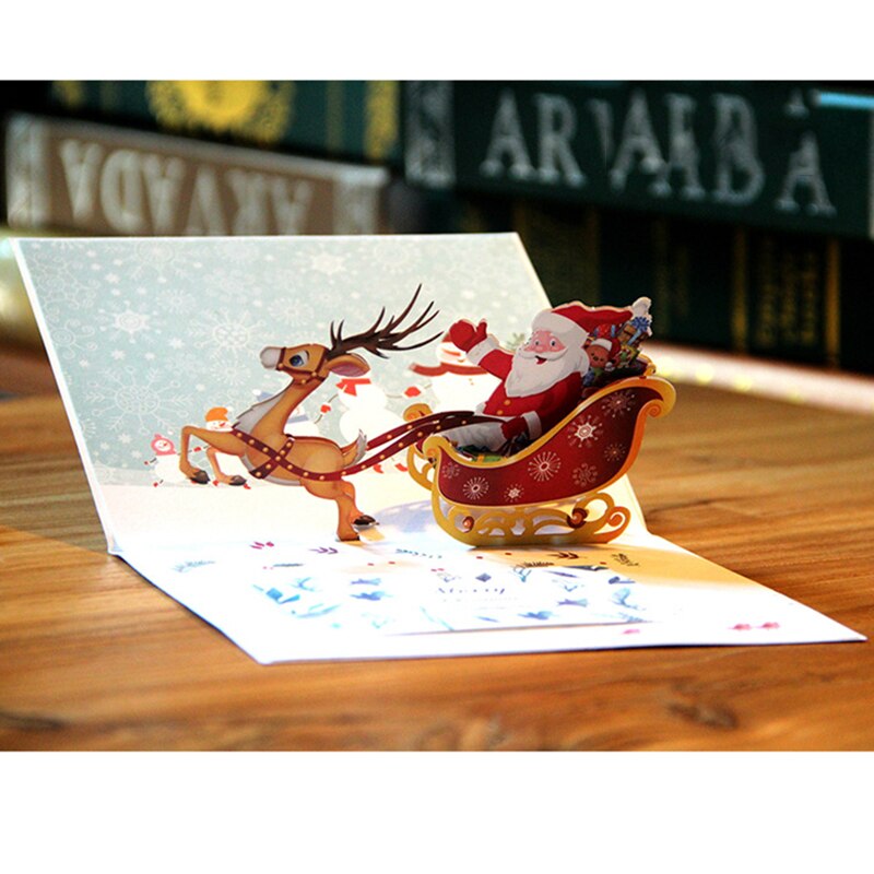 2 st tomte släde popup julkort handgjorda 3d popup gratulationskort till jul wxv