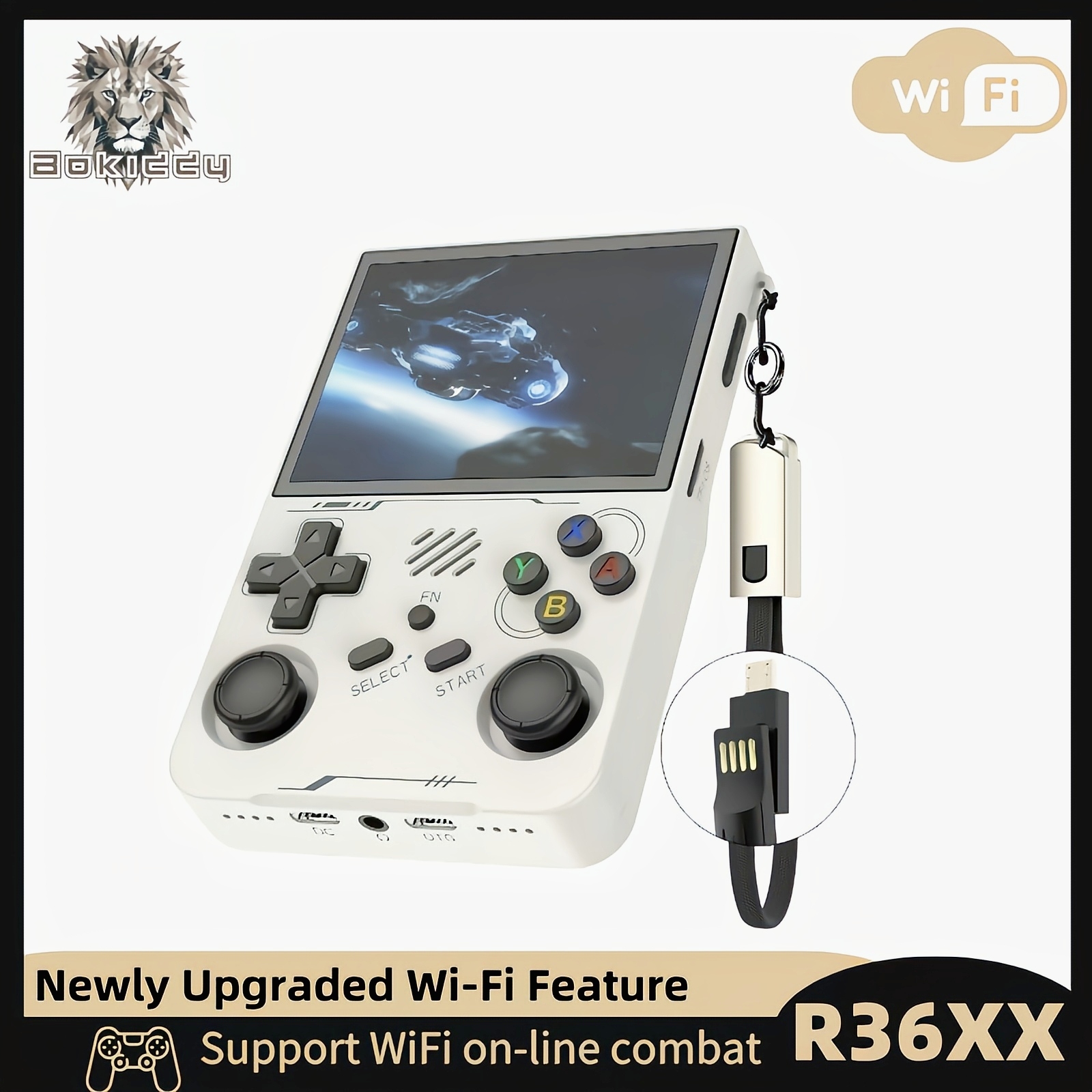 Console Portable Rétro R36S 64 Go Avec 15000 Jeux Préchargés - 21 émulateurs - Écran 640x480 HD - Bleue