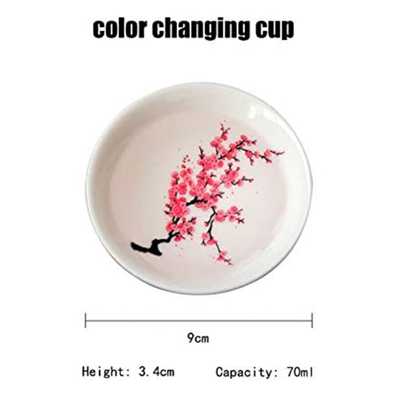 Magic Sakura Sake Cup Kleurverandering Met Koud/Warm Water-Zie Perzik Cherry Bloemen Bloeien Magisch Sakura Blossom thee Kom Knuffel