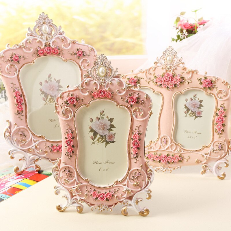 Photo Frame Cute garden rose beauty resin Home Decoration Wedding Photo frame birthday FG1338