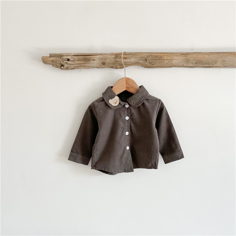 Milancel Baby Boy Kleding Lange Mouw Peuter Blouse Geborduurde Beer Meisjes Tops Baby Uitloper: dark grey / 12m