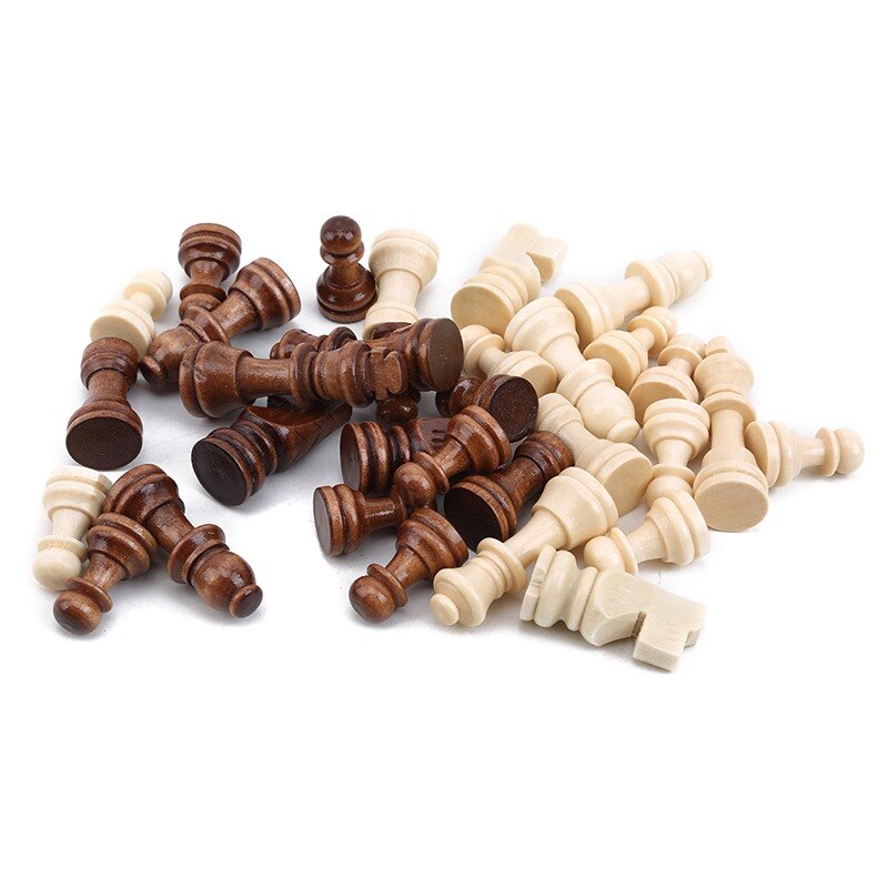 32Pcs Houten Schaakstukken Compleet Schaakstukken Internationale Woord Schaakspel Schaken Entertainment Accessoires Bureau Play Game