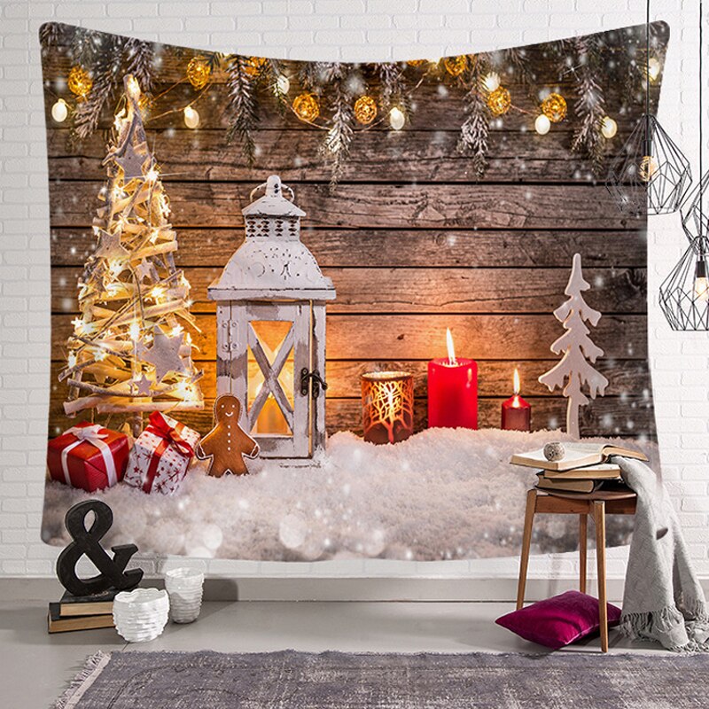Wall Hanging Backdrop Square Bedroom Living Room Cloth Decorative Home Decor Art Blanket Happy Year Christmas Tapestry: F