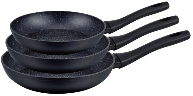 CONJUNTO DE 3 ESTUFAS DE PIEDRA SARTEN ROYAL SWISS 20/24/28CM SET-3: Negro