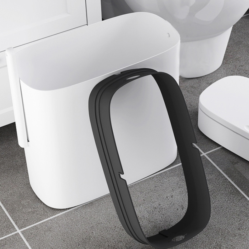 12L Smart Trash Can Bathroom Waste Bin One-click Garbage Bin Trash Bag Holder In The Kitchen with Brush for Toilet Narrow Seam
