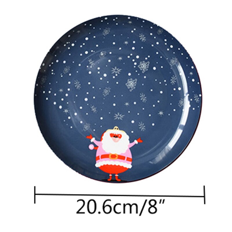 Christmas Dish Ceramic Plate Porcelain Tableware Dinner Set Salad Dish Tray Cake Pastry Fruit Serving Plates Restaurant 8'' 1pcs