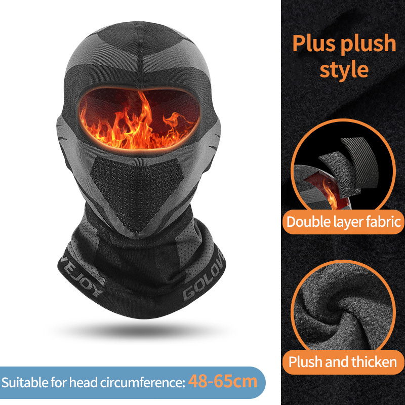 Outdoor Winter Plus Velvet Thick Ski Mask Sking Running Sport Training Cycling Full Face Mask Balaclava Windproof Warm XA86Q: Plus plush middle