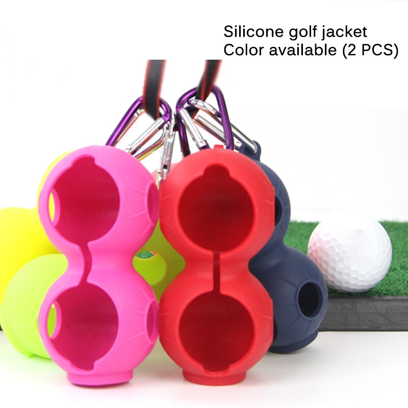 Golfboll skyddskåpa mjuk silikon midjehållare dubbel fallbeständig nyckelring golftillbehör för 2 bollar