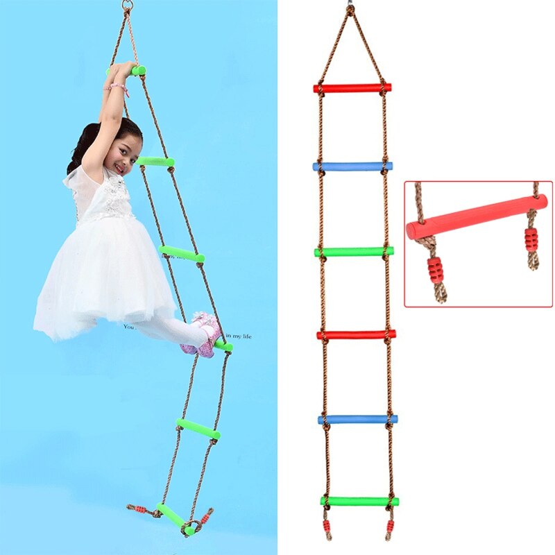 Children Climbing Ladder Outdoor Kids Fitness Toy Rope Ladder Multi Rungs Climbing Game Single-head Six-speed Plastic Ladder