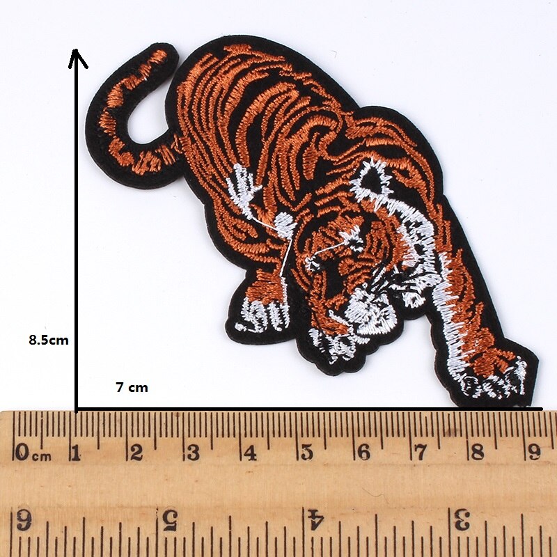 10 stks/partij Geborduurde Levensechte Tiger Patches Iron On Sew Dier Applicaties DIY Kleding Stickers Kleding Badge Accessoires