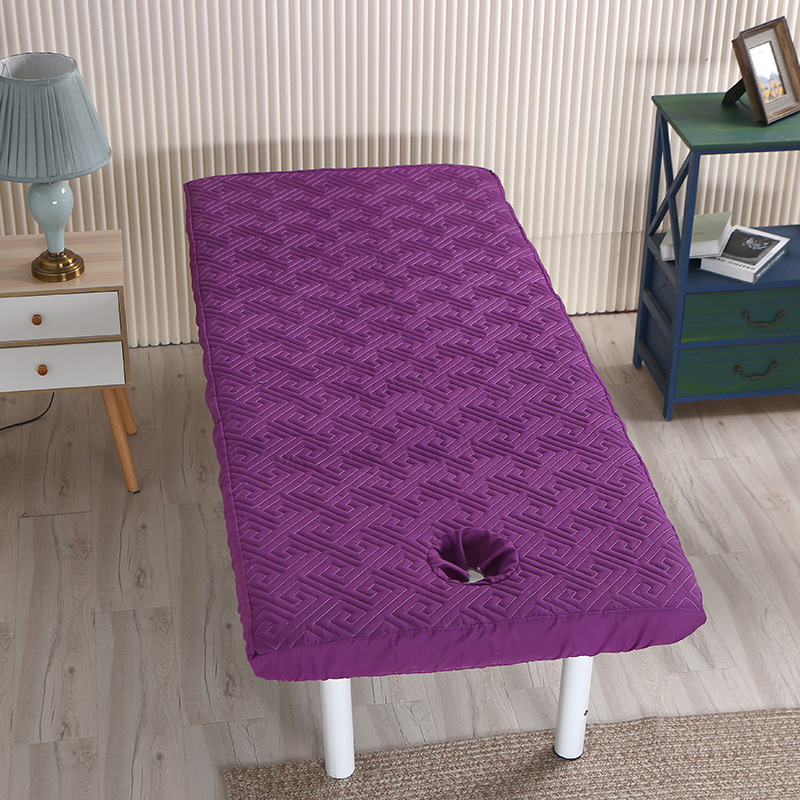 Stevig, dik hoeslaken voor massagetafels, huidvriendelijk, antislip bedovertrek voor massage en spa, met gaten: Tweeling / Paars