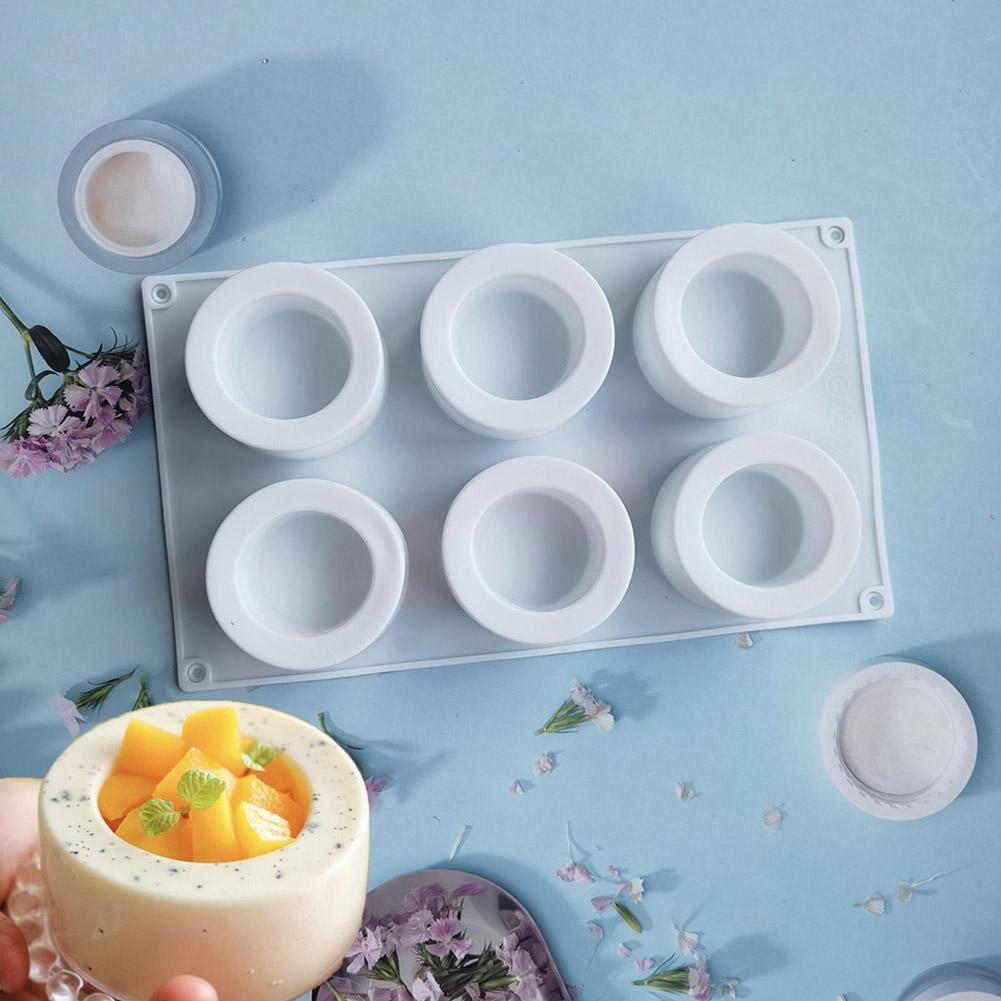 Molde cóncavo de silicona para hacer pasteles, herramienta de cocina para hornear, 6 eslabones