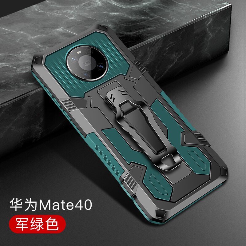 Armor Case For Huawei Mate 40 Pro Case Shockproof Belt Clip Holster Cover for Huawei Mate 40 Pro MATE40 40PRO Coque Funda: For Mate 40 / Dark Green