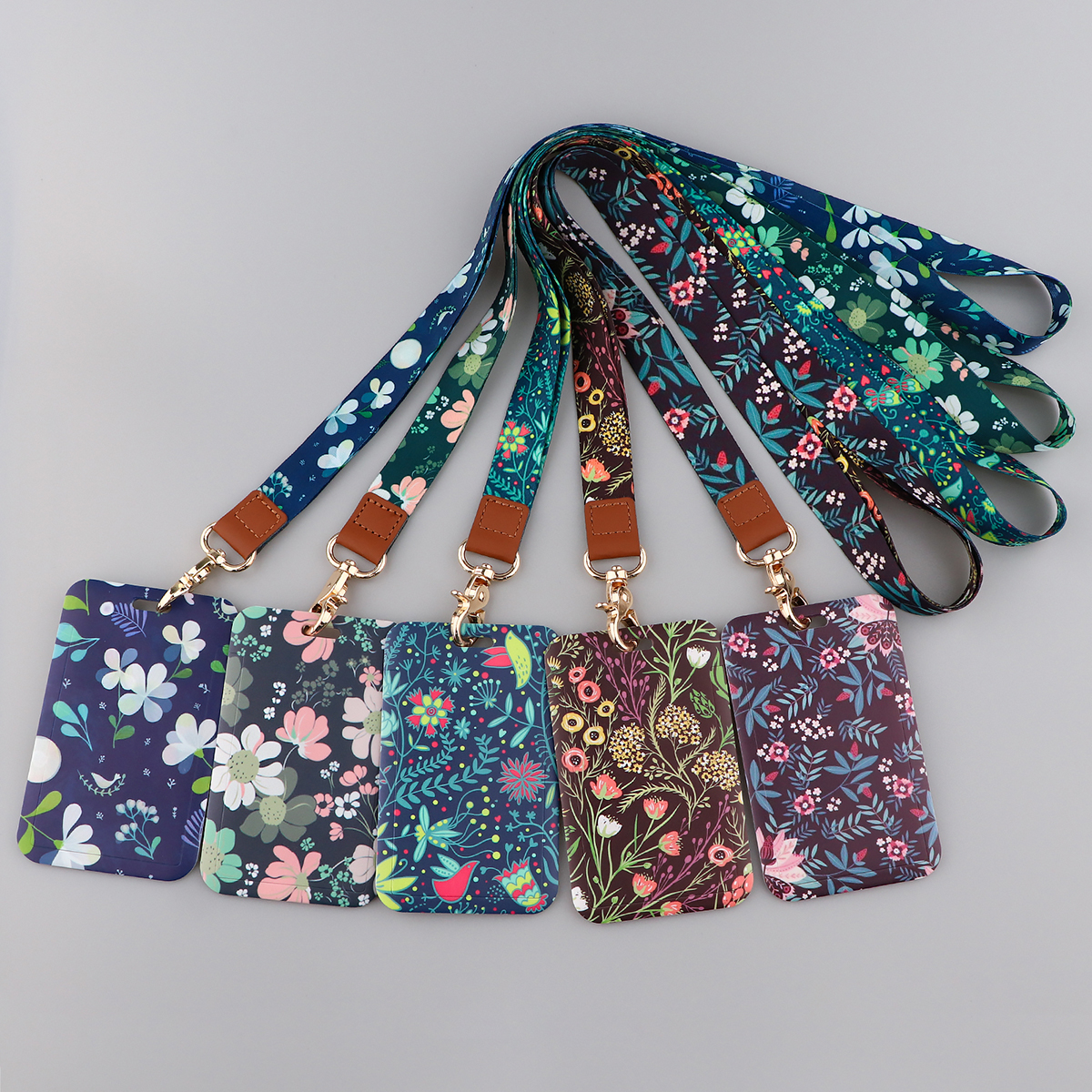 Lanières de cou à petites feuilles pour clés, carte d'identité, sangles de téléphone portable, porte-badge USB, corde suspendue pour téléphone à faire soi-même, lanière à fleurs