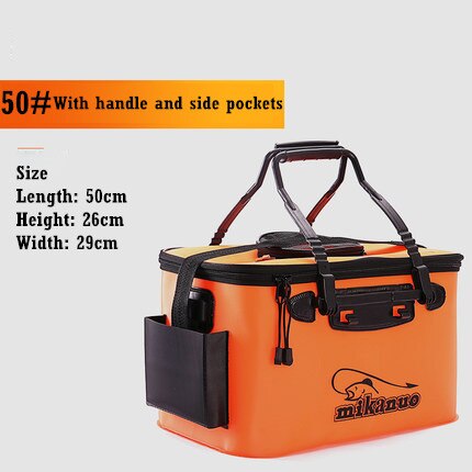 Shoulder Multifunction Fishing Bag Portable Fold Live Fish Storage Box With Oxygen Pump Bucket Tackle Outdoor Fishing Equipment: 35L Orange