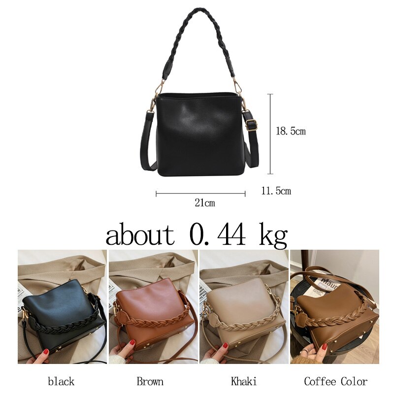 OLSITTI Solid Color PU Leather Shoulder Bucket Bags for Women Casual Crossbody Bag Handbag Sac A Main