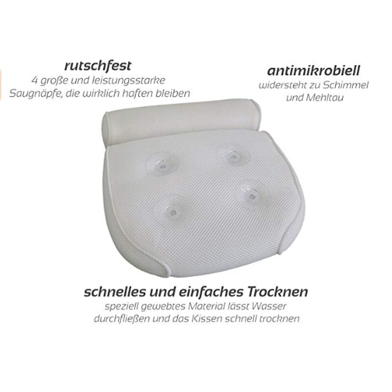 Accueil bain Spa oreiller profond spongieux coussin relaxant Massage respirant 3d maille Spa bain oreiller avec ventouses cou et dos
