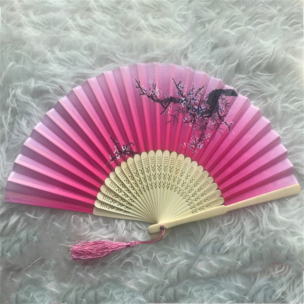 Abanico clásico chino estilo borla baile ventilador abanico hecho a mano abanico de baile accesorios de personajes Unisex de madera ventilador 2021New: pink