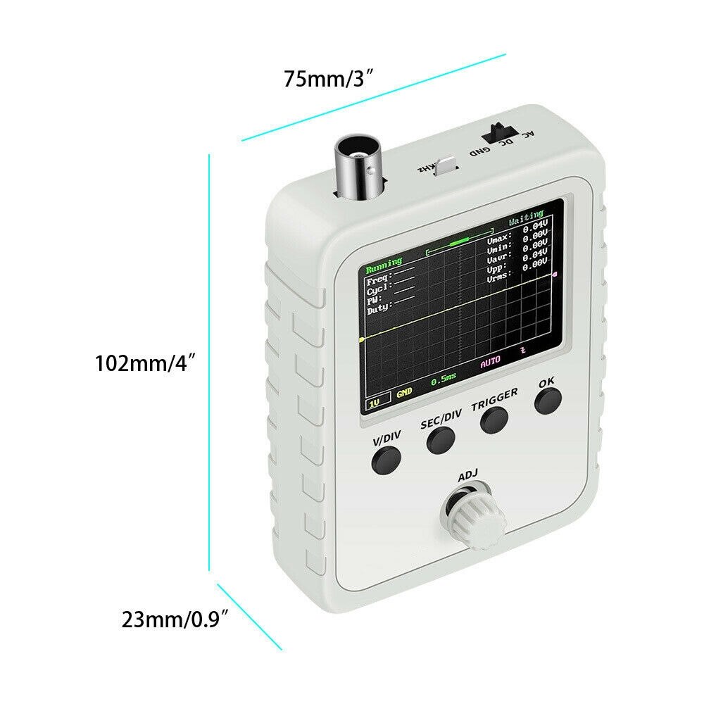 2.4 Inch TFT Digital Oscilloscope Kit with Power Supply BNC-Clip Cable Probe DS0150 Oscilloscope Assembled 200KHz Oscilloscope