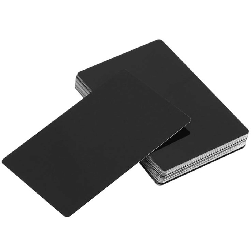 100 st svart aluminiumlegering kort gravyr metall visitkort tom 0.22mm tjocklek: Default Title
