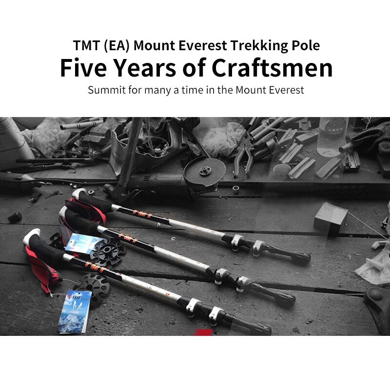 TMT Trekking Pole Mount Everest Hiking Walking Stick Strong Lightweight Aluminum Sticks Adjust Flip-Lock Portable Cane Holder