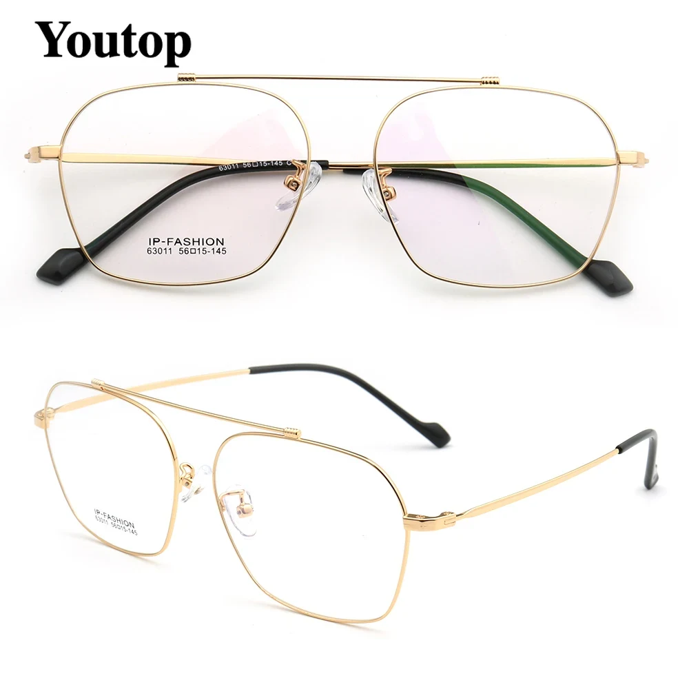 Los hombres de los años 80 óptica Retro de Metal marcos de gafas para hombres Plaza gafas Vintage gafas de prescripción de puente doble de oro