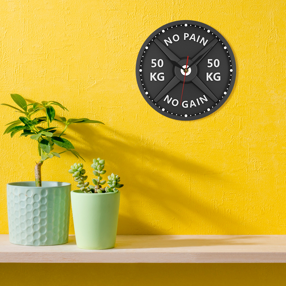 Reloj de pared de gimnasio para musculación, mancuernas 3D de moderno, sin dolor, sin ganancia, 50kg,