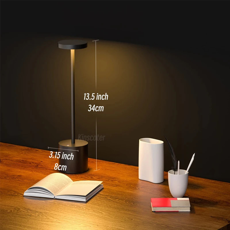 Tafellamp LED Touch Sensor Desktop Nachtlampje Oplaadbare Draadloze Leeslamp 3 Kleuren Verstelbaar Creatief Omgevingslicht