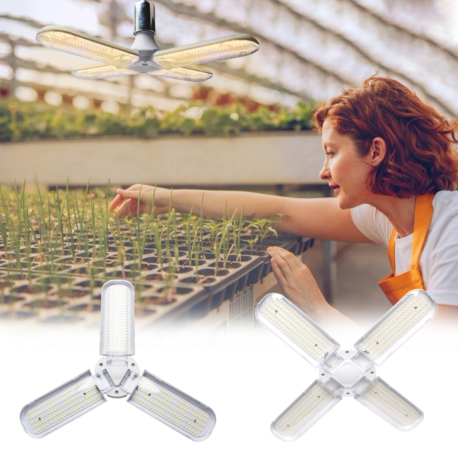 LED Plant Growth Light Foldable Full-spectrum Three-four-head Waterproof Plant Growth Light Indoor Light Source