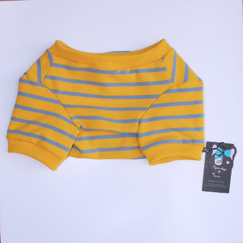 Tijger Hond Franse Bulldog Katoen Geel Streep T-shirt Hond Kleding Voor Corgi Teddy Small Medium Honden Puppy Outfit Huisdier Kleding