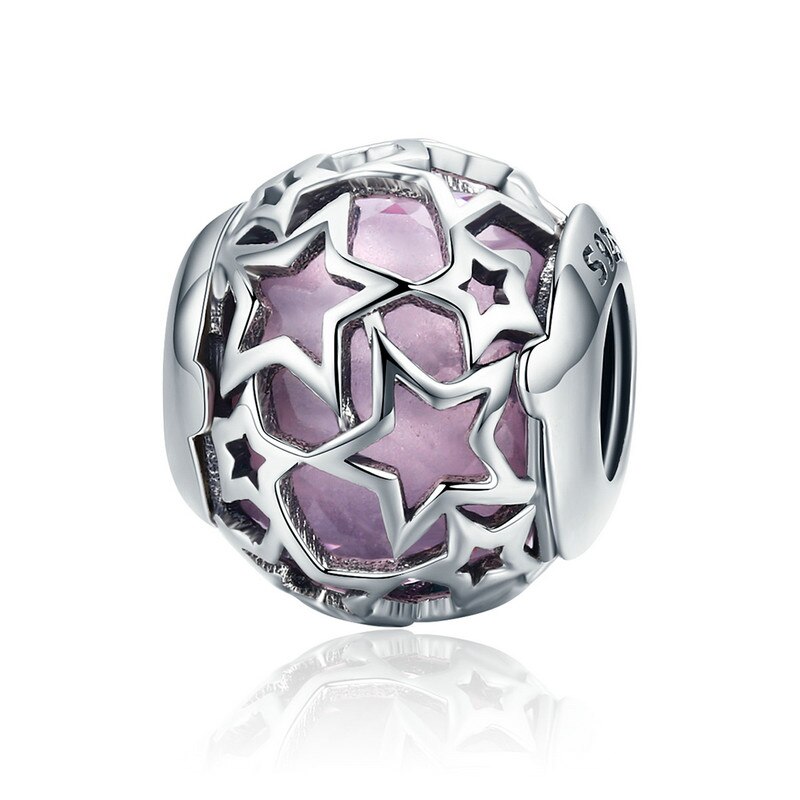 4 farbe 100% 925 Sterling Silber Klar CZ, blendend Lila Stern Reize Perle passen Charme Armbänder Sterling Silber Schmuck Machen: ECC510