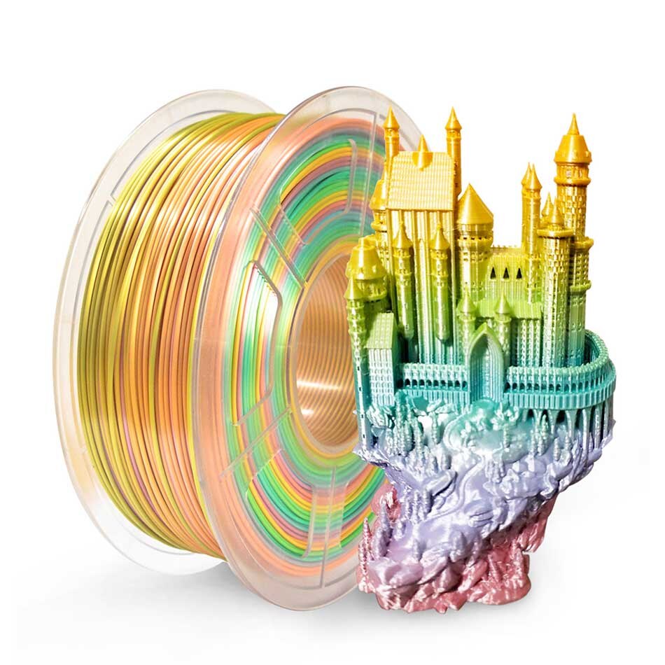 Snelle zijde pla filament 1kg 1.75mm tolerantie  +/-0.02mm zijde textuur hoge taaiheid printmateriaal voor fdm 3d printer: Regenboog 01