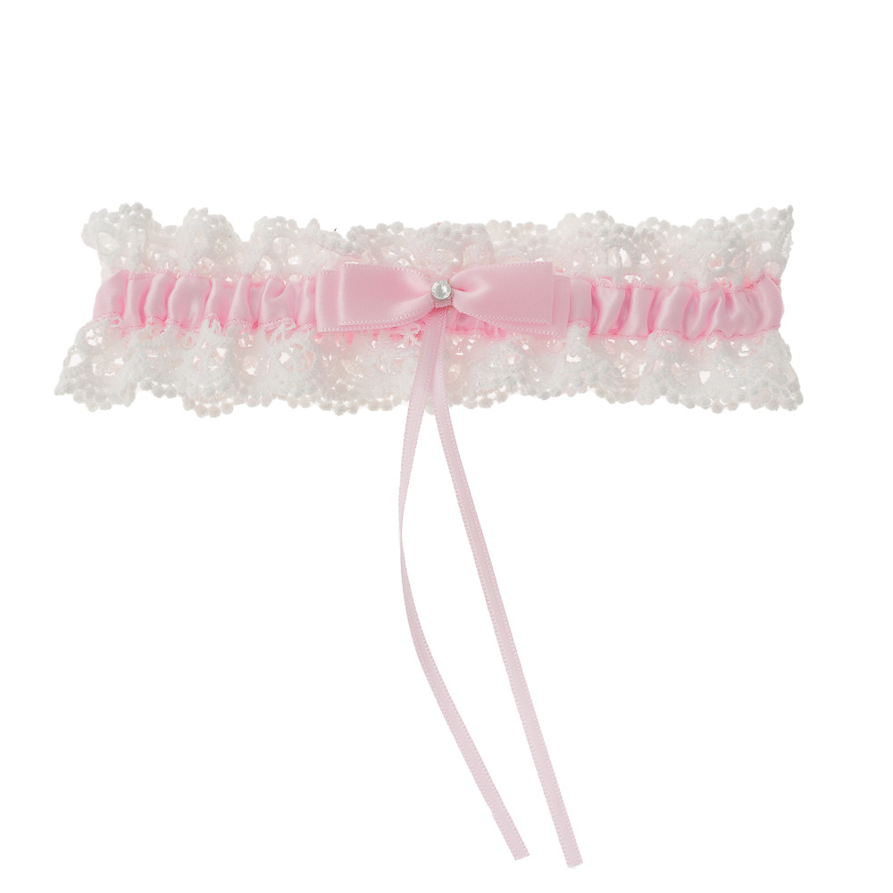 Kleurrijke bruiloft kousenband bruids douche bruid aandenken kant bloemen strass boog sexy vrouwen been kousenband dij ring dij kousenband: Goud