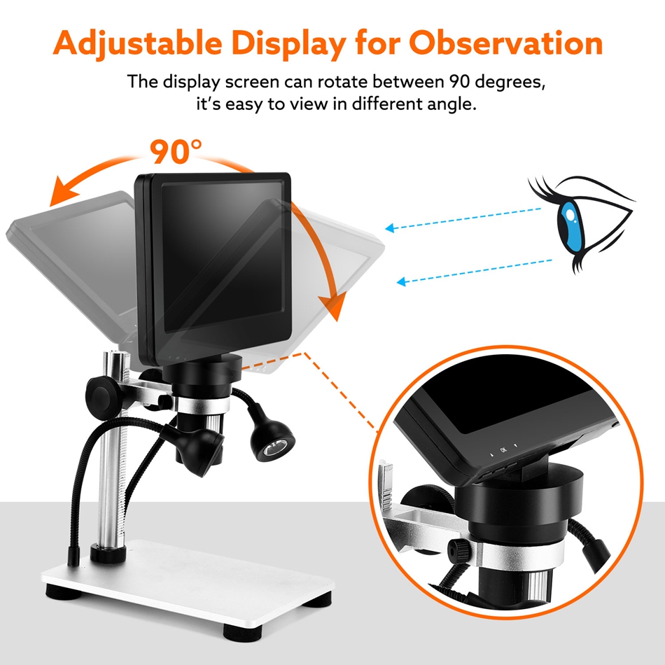 Elikliv-microscopio Digital LCD EDM9 7 pulgadas 1080P 50X-1200X microscopios electrónicos de soldadura con luces LED soporte para ordenador PC