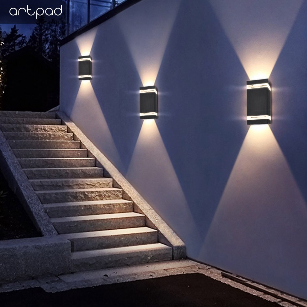 Artpad sort led indendørs udendørs belysning, led sconce op og ned væglamper  gu10 2*5w verandalys vægmonteret bedside led
