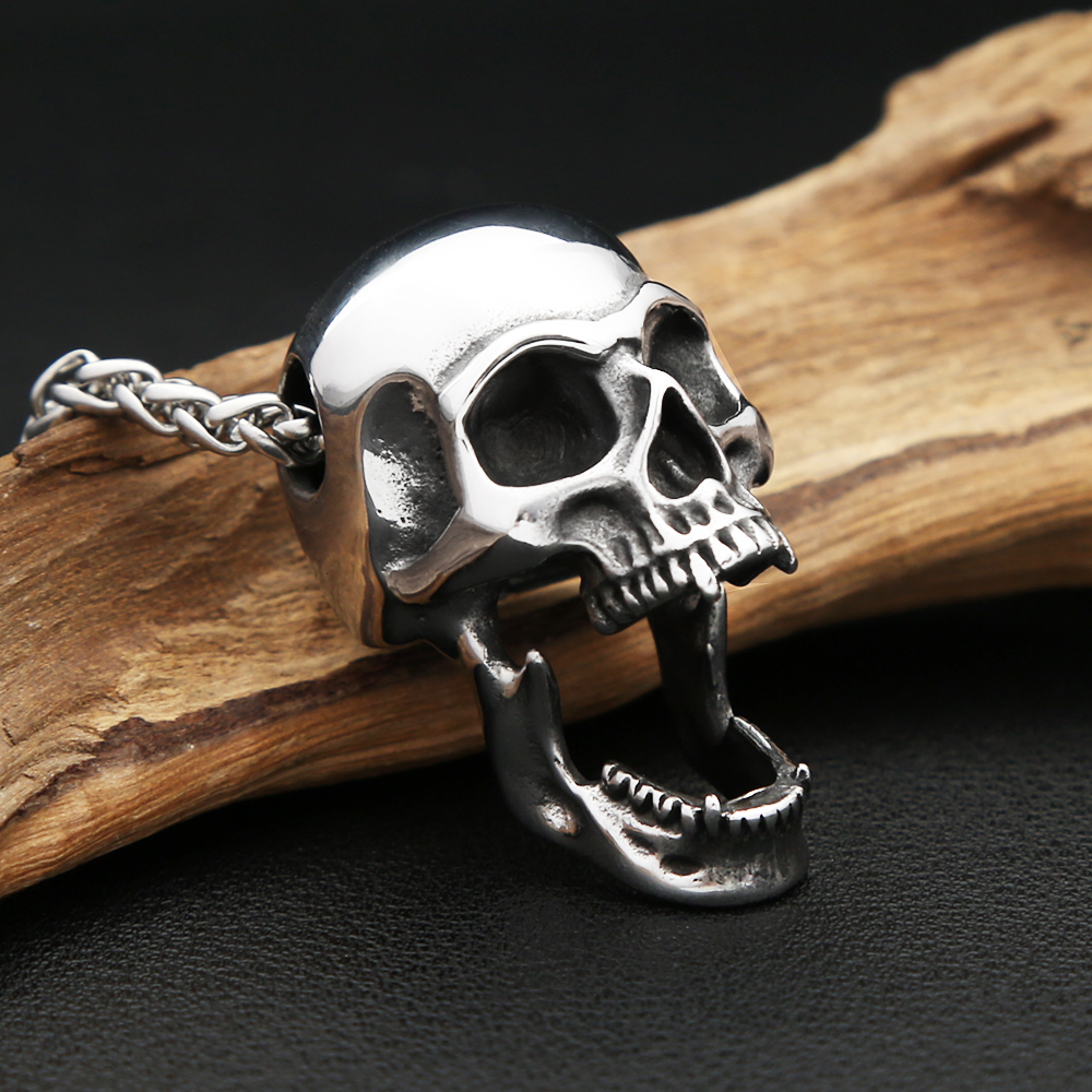 Gothic Vintage Rvs Schedel Hanger Ketting Voor Mannen Vrouwen Punk Schedel Flesopener Ketting Biker Sieraden Accessoires
