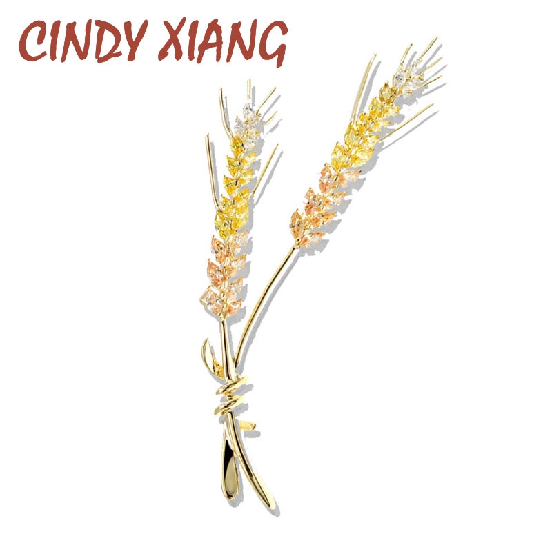 Cindy xiang cubic zirconia hvedeører brocher til kvinder plante pin broche kobber smykker frakke tilbehør