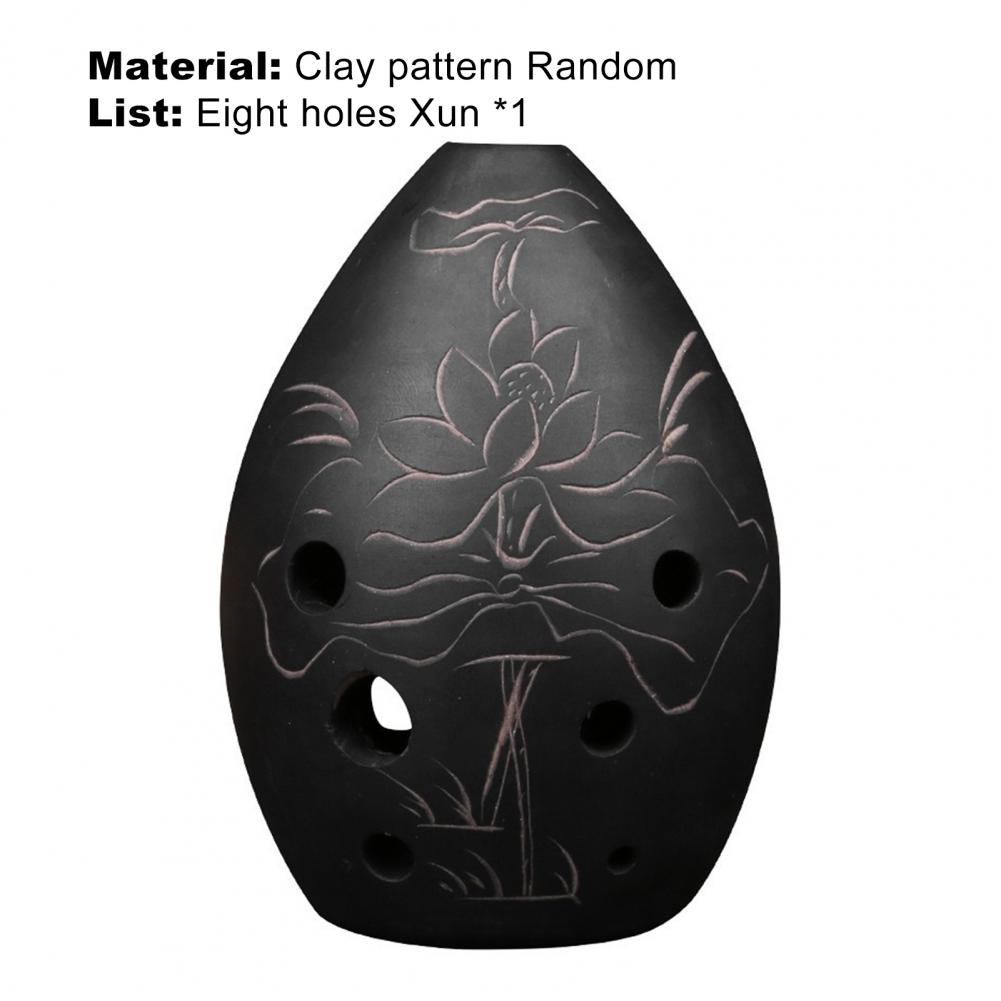 Xun 8 hole C-tone clay Chinese flute ocarina for beginners practice with xun black pottery ancient xun instrument