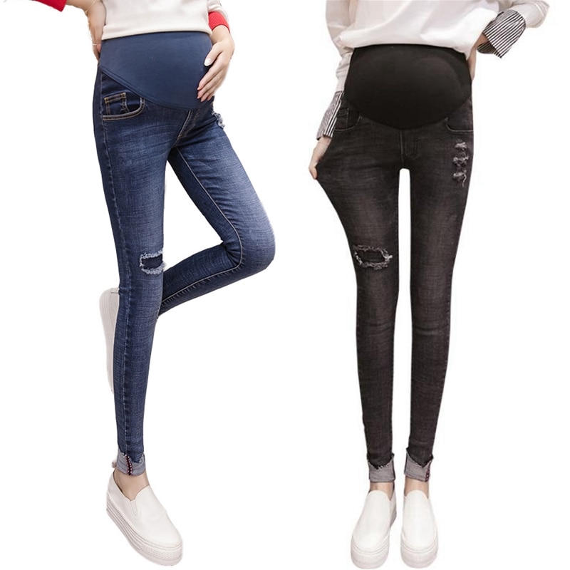 Efterår og vinter jeans til gravide slidte slanke slankende kvinder gravide kvinder bukser ropa premama barsel tøj