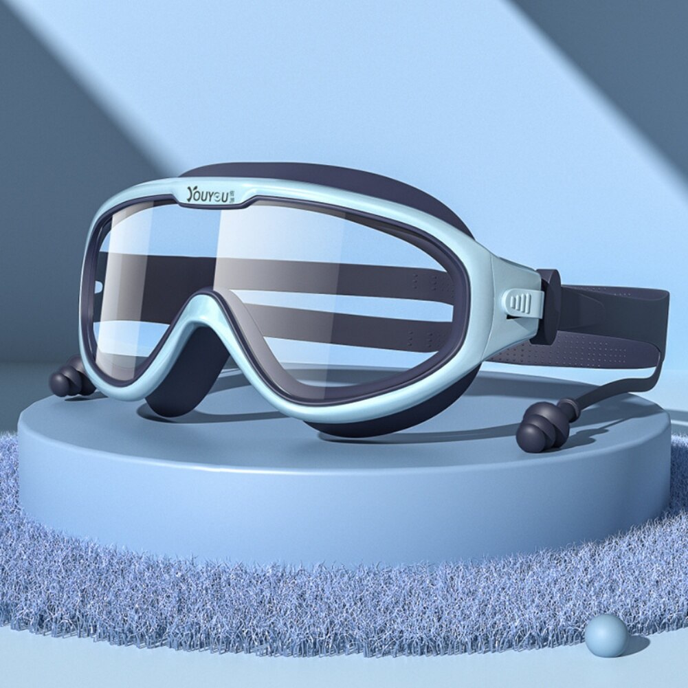 Children's Swimming Glasses Waterproof Anti-fog Swimming Big Frame Boys Girls Dving Eyewear with Earplugs Set