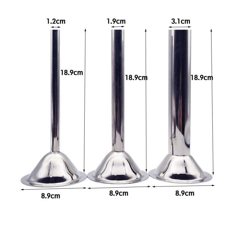 3Pcs/Lot Diameter 5.7cm/7.5cm/8.8cm Food Grade Sausage Stuffer Filling Tubes Funnels Nozzles: 1.2 1.9 3.1cm x8.8CM