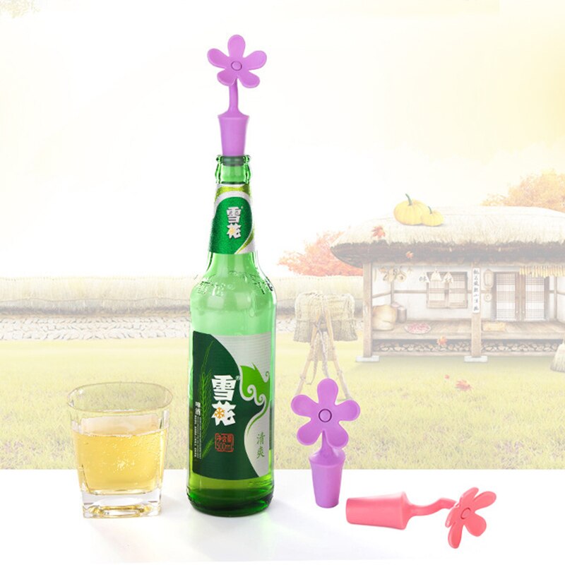 Tapón de silicona con forma de flor para botellas de vino, tapón de goteo para botellas de vino, cerveza, frasco con corcho, tapón sellador para botellas de vino, herramienta de cocina para Bar 1 unidad